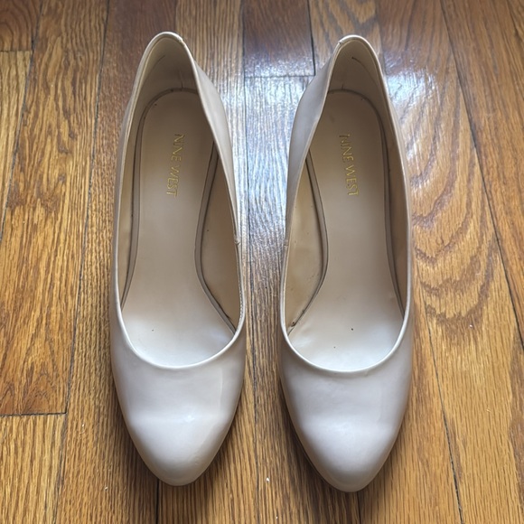Nine West Nude Patent Leather Wedges - Picture 1 of 6